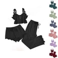 thumbnail image 1 of Loopsun Womens Pajama Sets, Women's Lace Patchwork Tank Top and Shorts and Long Pants Pajamas Sets Home Clothes Gray,XXL, 1 of 3