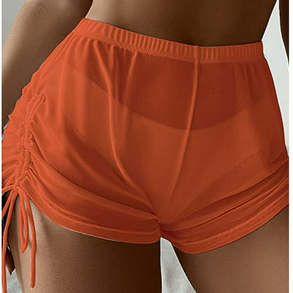 Loopsun Womens Pajama Shorts, Women's Large Size Thin Casual Solid Color Short Sleeping Pants Orange XL