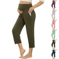 thumbnail image 1 of Loopsun Womens Pants, Capris for Maternity, Women's Solid Lightweight High Waist Loose Stretchy Casual 7/8 Length Maternity Pants Green, XXL, 1 of 5