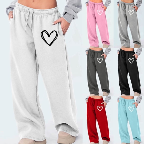 Loopsun Womens Sport Pants, Sweatpants for Women, Women's Casual Sport Print Loose Drawstring Full Length Sweatpants with Pockets Black, XXL