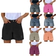 thumbnail image 1 of Loopsun Womens Summer Casual Fashion Solid Denim Button Pockets Daily Wear Shorts Blue, M, 1 of 5