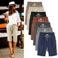 thumbnail image 1 of Loopsun Womens Summer Casual Solid Linen Drawstring Waist Knee Length Loose Daily Wear Pants Gray, L, 1 of 5