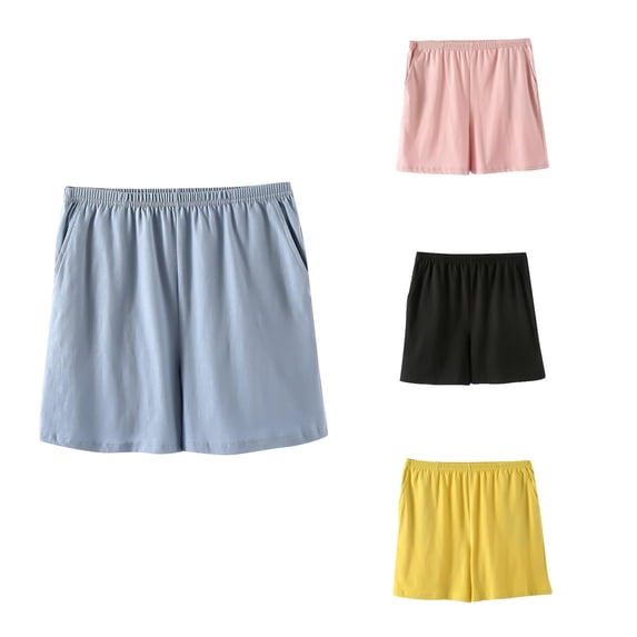 Loopsun Womens Summer Casual Solid Stretchy Loose Sports Daily Wear Shorts with Pockets Pink, XL