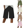 thumbnail image 1 of Loopsun Womens Summer Loose Casual Solid Linen Drawstring Knee Length Daily Wear Shorts Beige, L, 1 of 5