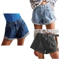 thumbnail image 1 of Loopsun Womens Summer Solid Denim Button Zipper Casual Daily Fashion Wear Shorts with Pockets Blue, M, 1 of 5