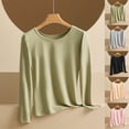 thumbnail image 1 of Loopsun Womens Thermal Pajama Shirts, Women's Soft Lightweight Slim Long Sleeve Thermal Bottoming Top Underwear Home Wear Pink, XXXL, 1 of 5