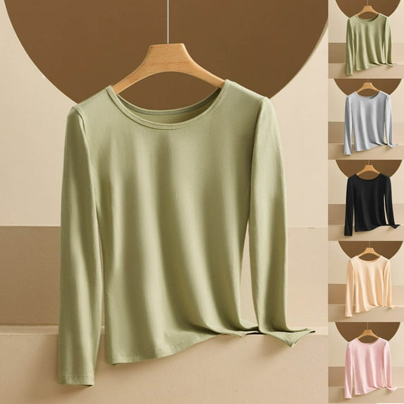 Loopsun Womens Thermal Pajama Shirts, Women's Soft Lightweight Slim Long Sleeve Thermal Bottoming Top Underwear Home Wear Pink, XXXL