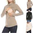 thumbnail image 1 of Loopsun Womens Tops, Nursing Shirts for Maternity, Women's Solid Mock Neck Warm Nursing Long Sleeve Fashion Maternity Top Black, S, 1 of 5