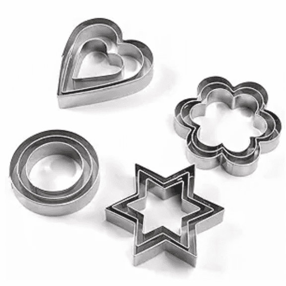 Loopunk 12 Sets-Heart, Star, Round, Flower, Stainless Steel Cookie Cutter-Cookie Cut Various packages-Valentine Cookie Cutter for Christmas, Birthday, anniversary