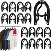 Loopunk 15 Pcs Travel Hangers Portable Foldable Travel Hanger Organizer, Plastic Cruise Ship Travel Accessories Essentials Clothes Hanging Rack Folding Hangers（Black）