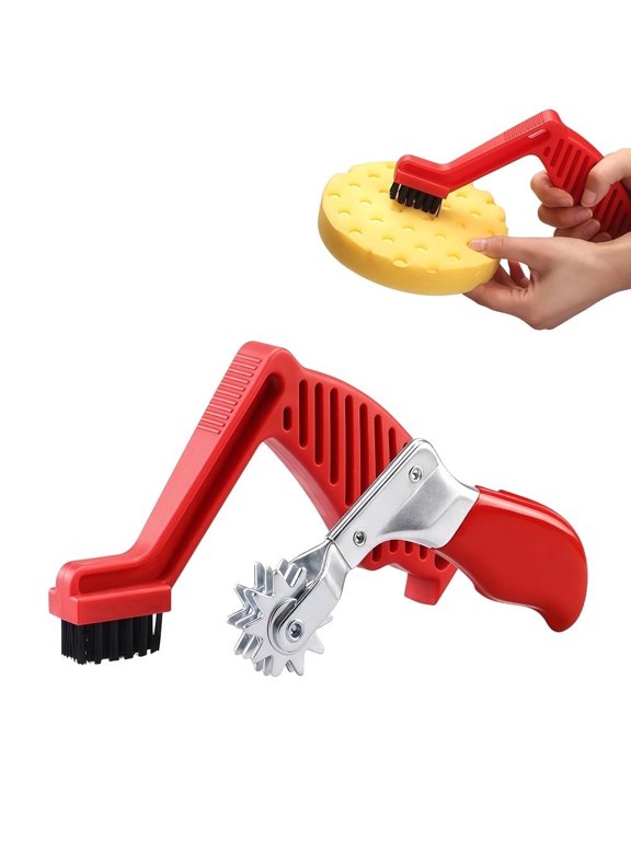 2-Piece Polishing Pad Conditioning Brush And Cleaner Set – Professional Spur Tool for Buffing Pads, Automotive Detailing (Red)