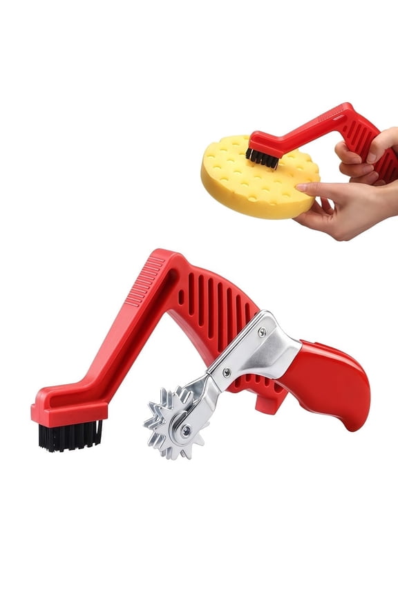 2 Pcs Polishing Pad Conditioning Brush & Cleaner Set, Professional Polishing Spur Tool, Car Buffing Pad Cleaning Spur Tool for Automotive Detailing( Red)