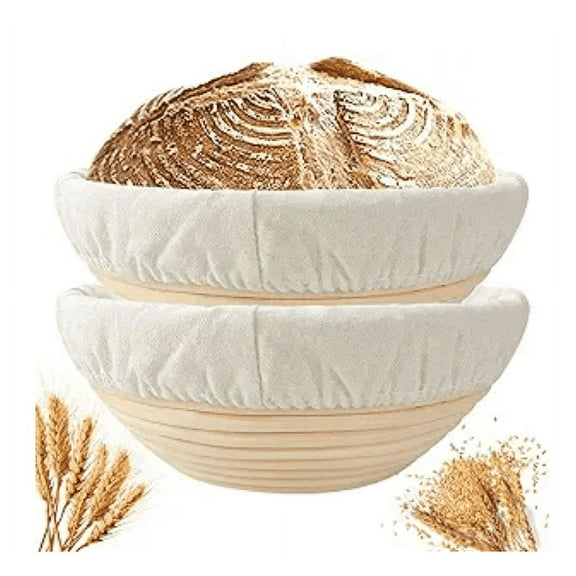 Loopunk 2 Pcs Sourdough Bread Baking Supplies,European fermentation basket baking utensils country bread fermented basket rattan bowl