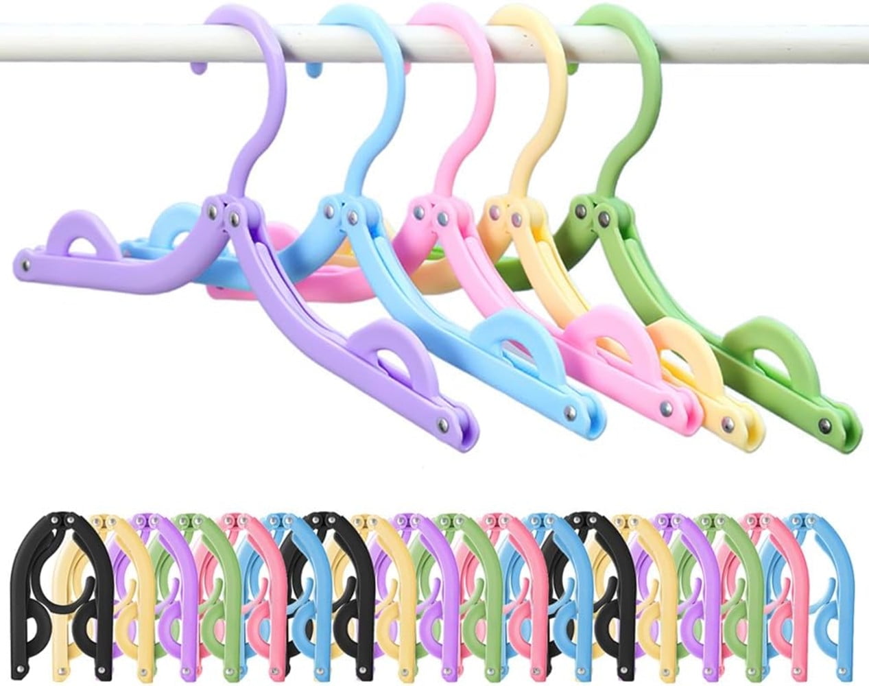 Loopunk 20 Pcs Travel Hangers Portable Foldable Travel Hanger Organizer, Plastic Cruise Ship Travel Accessories Essentials Clothes Hanging Rack Folding Hangers（multicolour）