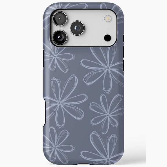 Loopy Daisy Gray Floral Pattern Design iPhone Case 17 16 15 14 13 12 11 Pro Max