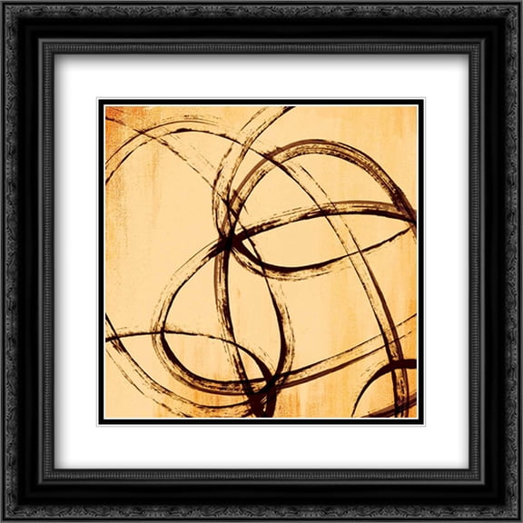 Loopy III 2x Matted 20x20 Black Ornate Framed Art Print by PI Studio