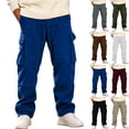 thumbnail image 1 of Loose Cargo Pants for Men,Straight Leg Casual Wide Leg Trousers with Multi Pockets for Hiking and Traveling, 1 of 7