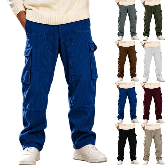 Loose Cargo Pants for Men,Straight Leg Casual Wide Leg Trousers with Multi Pockets for Hiking and Traveling