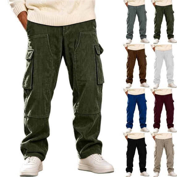 Loose Cargo Pants for Men,Straight Leg Casual Wide Leg Trousers with Multi Pockets for Hiking and Traveling