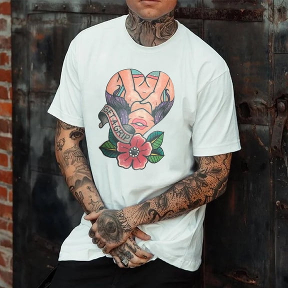 Loose Casual Printing Men's Fashion Round Neck Short Sleeve T-shirt