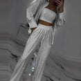 thumbnail image 1 of Loose Casual Sequin Platform Pant Three Piece Stretch Pants Suit Plaid Set for Women Formal Outfits for Women Womens plus Size Rompers And Jumpsuits Misses Pant Suits Suit for Women for Party Women, 1 of 4