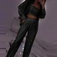 thumbnail image 1 of Loose Casual Sequin Platform Pant Three Piece Stretch Pants Suit Plaid Set for Women Formal Outfits for Women Womens plus Size Rompers And Jumpsuits Misses Pant Suits Suit for Women for Party Women, 1 of 4