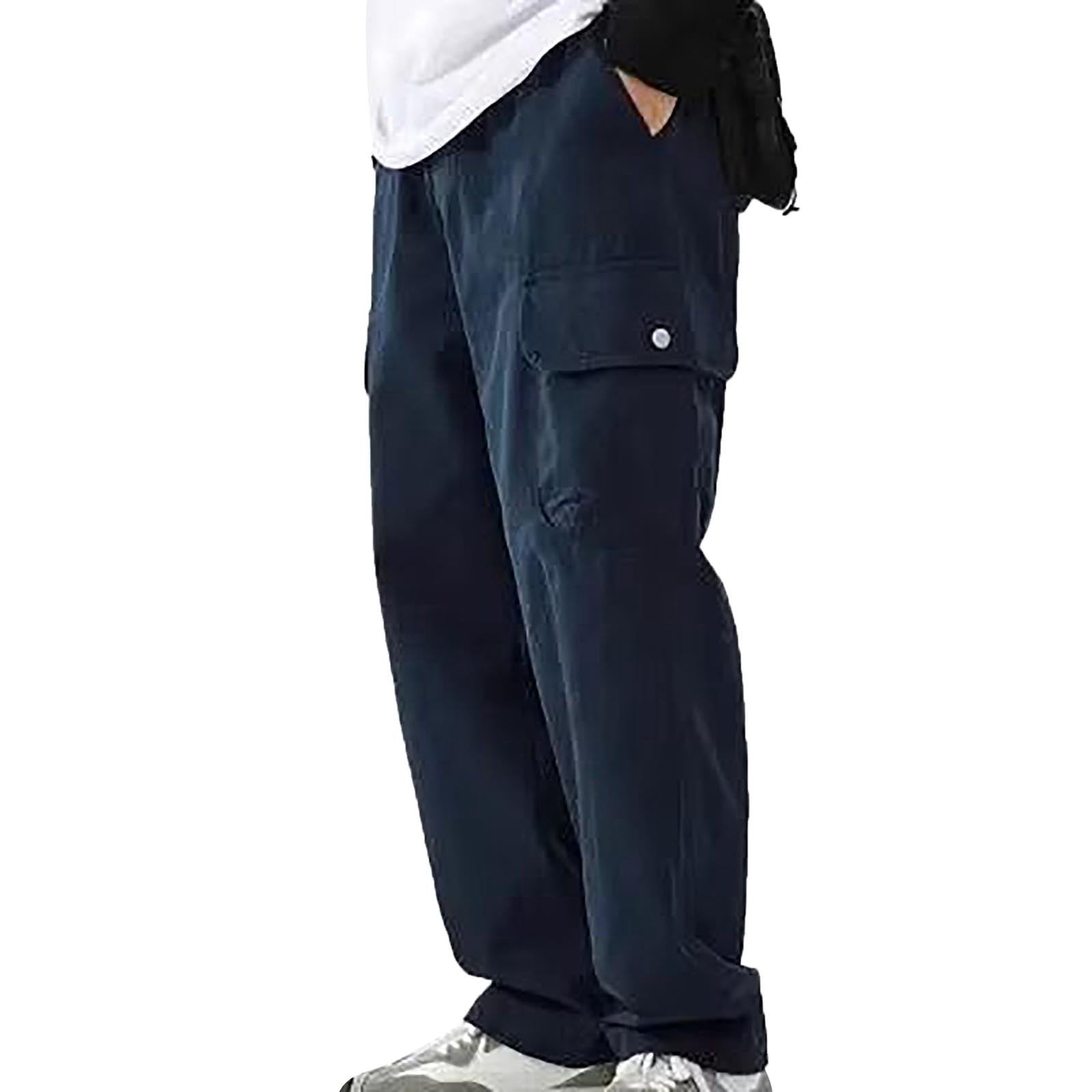 Loose Casual Solid Colour Drawstring Leg Vintage Pants Work Trousers