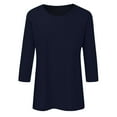 thumbnail image 1 of Youmylove Loose Casual Tee T-Shirt 3/4 Length Sleeve Womens Tops Fit Crewneck T Shirts Cute Solid Color Three Quarter Sleeve Tunic Daily Commuting Womens Tops, 1 of 2