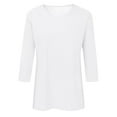 thumbnail image 1 of Youmylove Loose Casual Tee T-Shirt 3/4 Length Sleeve Womens Tops Fit Crewneck T Shirts Cute Solid Color Three Quarter Sleeve Tunic Tops Leisure Commuting Basic T Shirt, 1 of 2