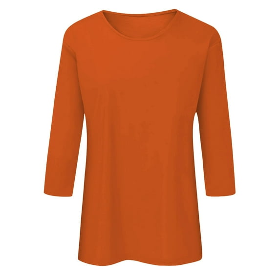 Youmylove Loose Casual Tee T-Shirt 3/4 Length Sleeve Womens Tops Fit Crewneck T Shirts Cute Solid Color Three Quarter Sleeve Tunic Tops Womens Tee Tshirt Blouses