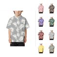 thumbnail image 1 of Loose Comfortable Boys Collar Button Open Shirt Short Sleeve, Casual Hawaiian Cuban Collar Beach Shirt with Pocket, Trendy Summer Leisure Wear, 1 of 4