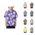 thumbnail image 1 of Loose Comfortable Boys Collar Button Open Shirt Short Sleeve, Casual Hawaiian Cuban Collar Beach Shirt with Pocket, Trendy Summer Leisure Wear, 1 of 4