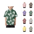 thumbnail image 1 of Loose Comfortable Boys Collar Button Open Shirt Short Sleeve, Casual Hawaiian Cuban Collar Beach Shirt with Pocket, Trendy Summer Leisure Wear, 1 of 4