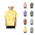 thumbnail image 1 of Loose Comfortable Boys Collar Button Open Shirt Short Sleeve, Casual Hawaiian Cuban Collar Beach Shirt with Pocket, Trendy Summer Leisure Wear, 1 of 4