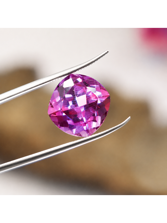 Loose Cushion Cut Color Changing Alexandrite Gemstone Pink Purple Faceted Stone for Jewelry Making, Rings, Pendants & Collectors