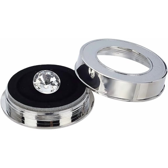 Loose Diamnond Gemstone Display Boxes Platinum Flat Round Glass Top Jewelry Display Cases with Sponge Inside for Gems Jewelry Displaying 2.2x0.57inch for DIY