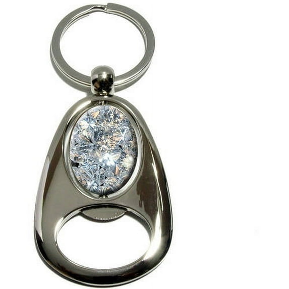 Loose Diamonds, Chrome Plated Metal Spinning Oval Design Bottle Opener Keychain Key Ring