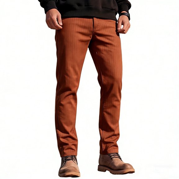 GINGTTO Men's Casual Stretch Slim Chinos - Versatile Terracotta Orange Trousers for Everyday Wear