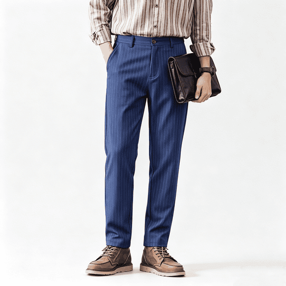 GINGTTO Men's Stretch Dress Pants Shiny Line Striped Slim Fit Pinstripe Chino Pants