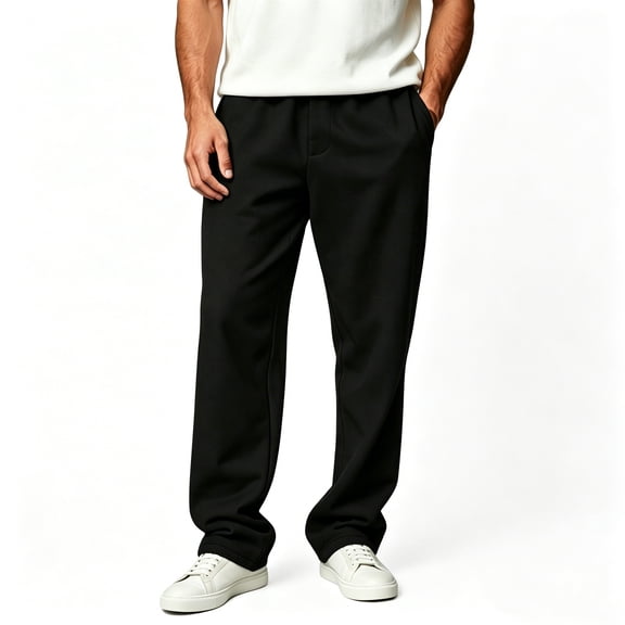 GINGTTO Men's Baggy Sweatpants Wide Leg Lounge Cotton Jogging Pants Casual Elastic Waist Joggers with Pockets