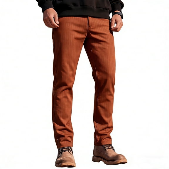 GINGTTO Men's Casual Stretch Slim Chinos - Versatile Terracotta Orange Trousers for Everyday Wear