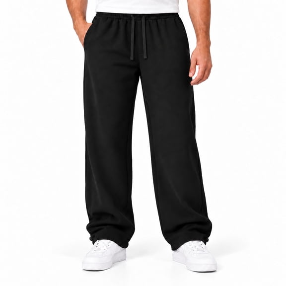 GINGTTO Men's Wide Leg Sweatpants, Cotton Blend, Relaxed Fit with Pockets