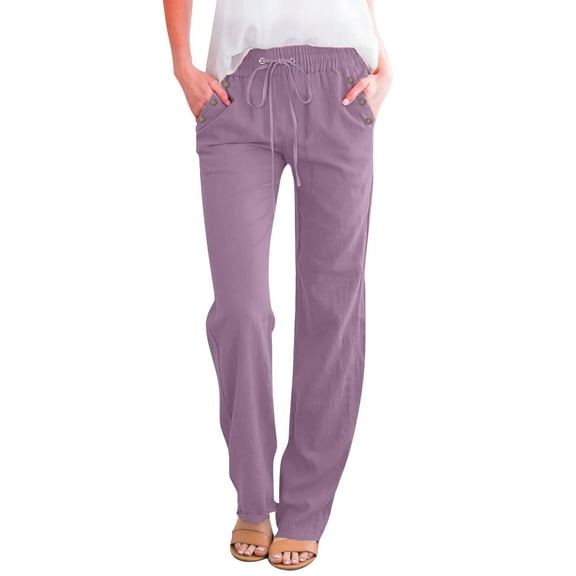 Loose Drawstring Button Casual Wide Leg Long Pants For Women Solid Color Trousers. Ideal For Comfortable Everyday Wear. Comfy Sweats Pants for Women plus Size plus Size Women Pants Womens plus Petite