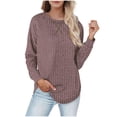 thumbnail image 1 of Loose Fall Sweaters Women Long Sleeve Casual Ribbed Pullover Tops Loungewear Crewneck High Low Sweater Pink, M, 1 of 5