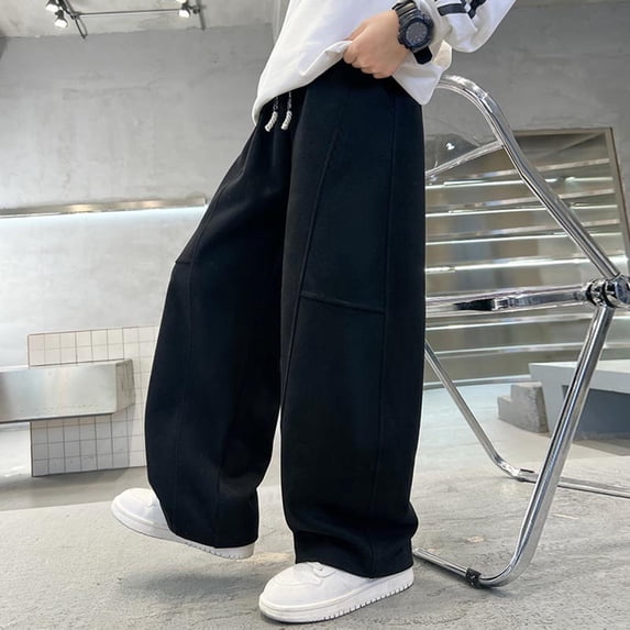 Loose Fit Boys Sweatpants Casual Solid Color Wide Leg Pants