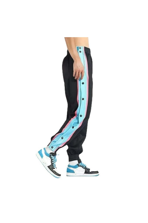 Loose Fit Button Side Basketball Training Joggers With Elastic Big