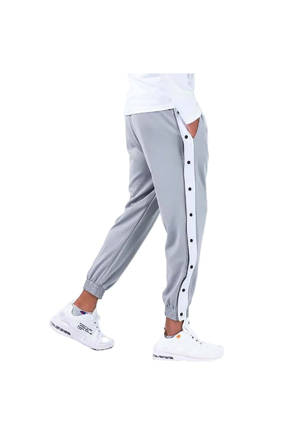 Loose Fit Button Side Basketball Training Joggers With Elastic Big