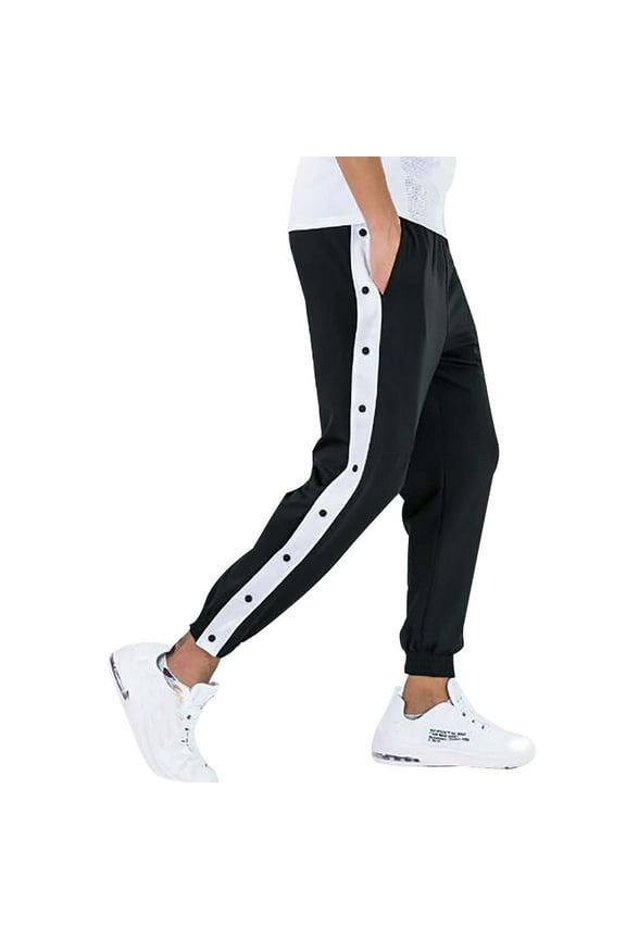 Loose Fit Button Side Basketball Training Joggers With Elastic Stretch Waist Pants