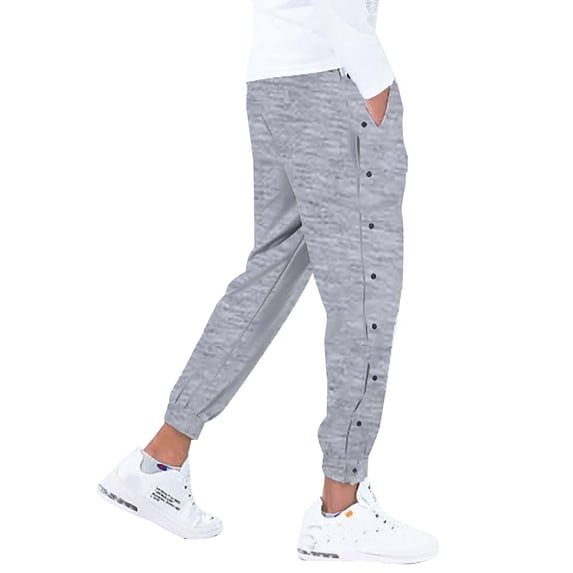 Loose Fit Button Side Basketball Training Joggers With Elastic Stretch Waist Pants