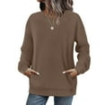 thumbnail image 1 of Loose Fit Crewneck Sweatshirt With Pocket, Long Sleeve Casual Pullover Women, Autumn/Winter Fashion Clothes for Daily & Travel Coffee, 1 of 5